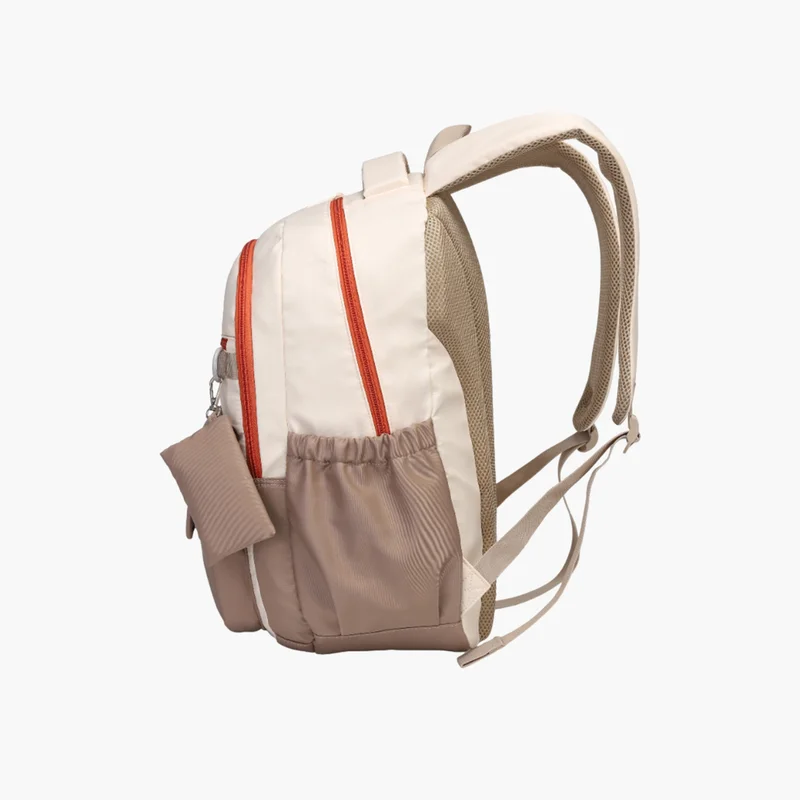 أطلس Logo Detail Backpack in Cream and Brown for Kids